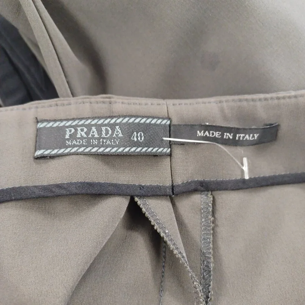 Prada Flat Front Tapered Straight Leg Med Gray Trousers Size IT 40 - Picture 5 of 9